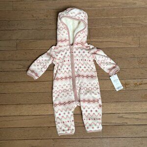 Baby Girl’s Pink Fleece Coverall, Size 3 Months Hooded Carters  NWT
